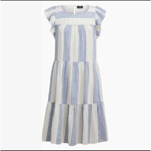$165 J Crew Linen Womens 12 Striped Mini Dress Spring Capsule Wedding Guest